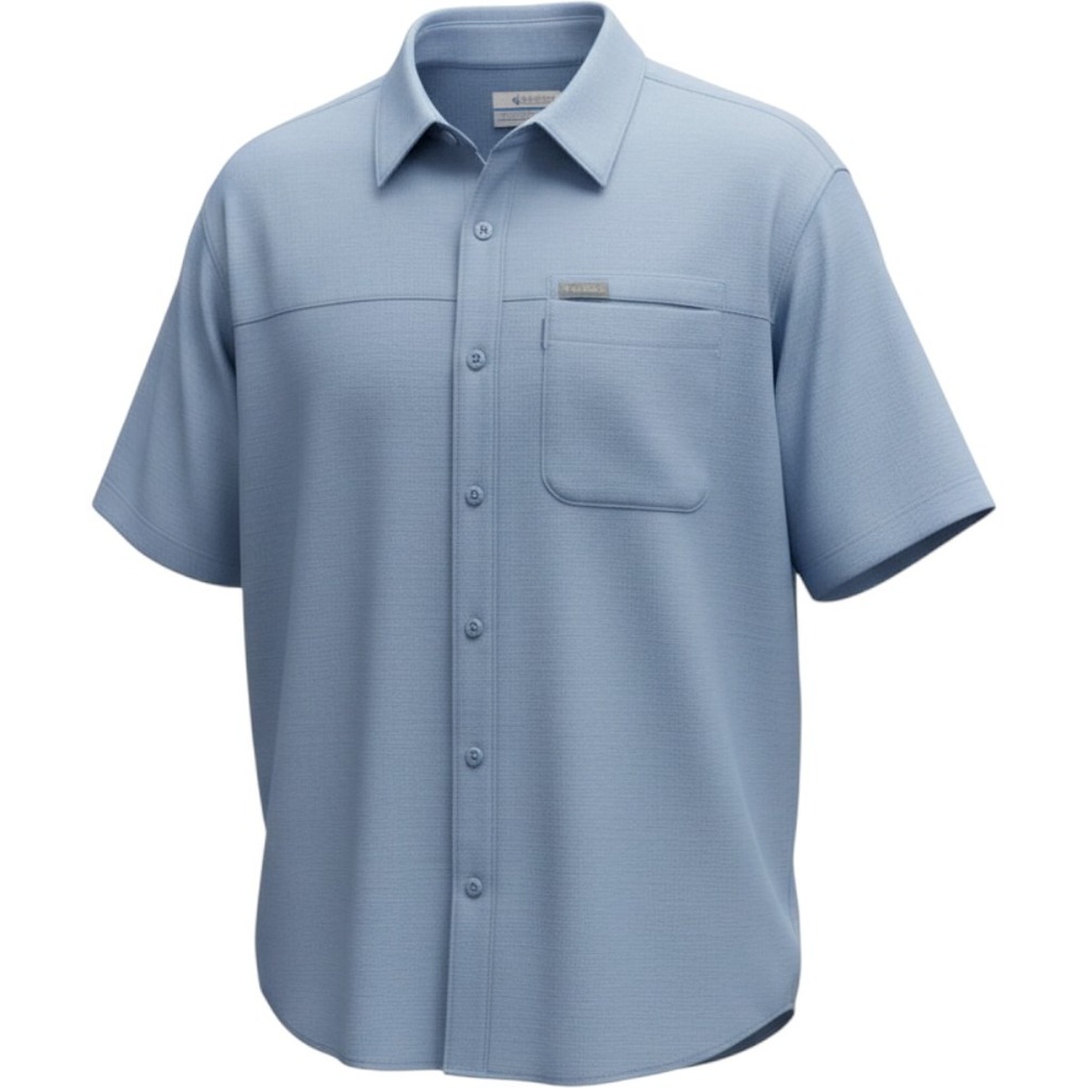 Columbia Button Down Shirt Mens XL Blue Good Short Sleeve Hiking Outdoor Pocket